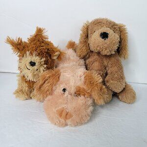 Lot of 3 Soft Brown Tan Puppy Dogs Brown Soft Plush Stuffed Animals Toys